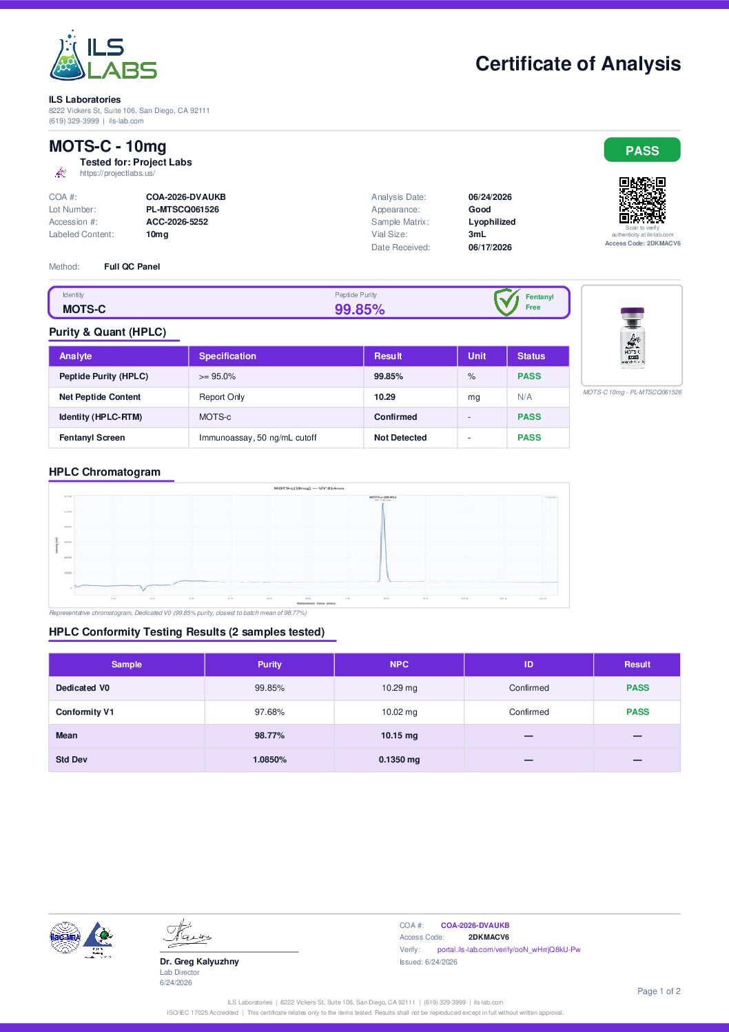 MOTS-C 10mg (7x Tested)