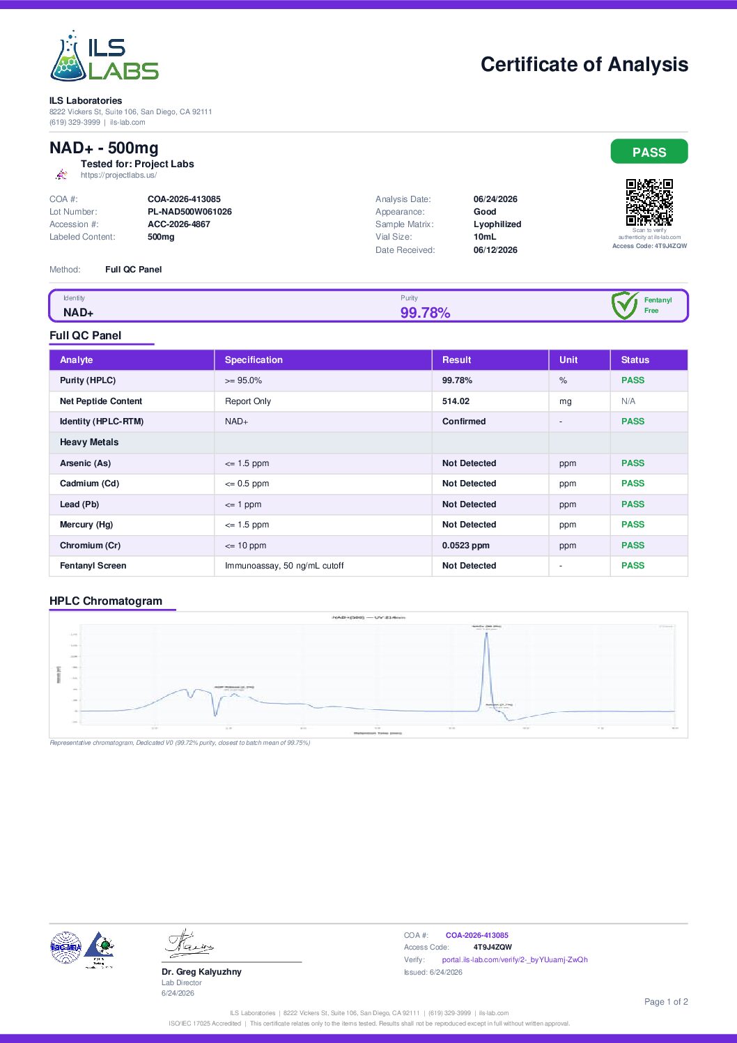 NAD+ 500mg (7x Tested)